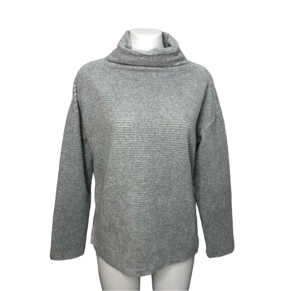 Zella Light Grey Cowl Neck Sweater Split Hem Size Small Activewear Casual - Picture 1 of 11